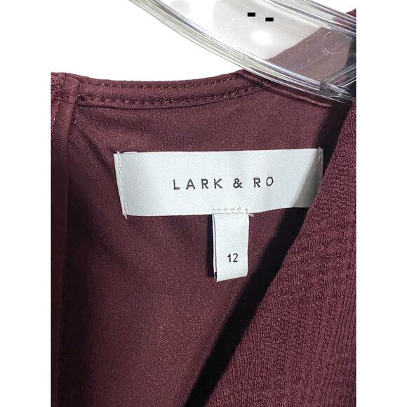 Lark & Ro Red V Neck Dress 12 Minimalist Quiet Luxury Career Dark Romantic - Picture 5 of 7